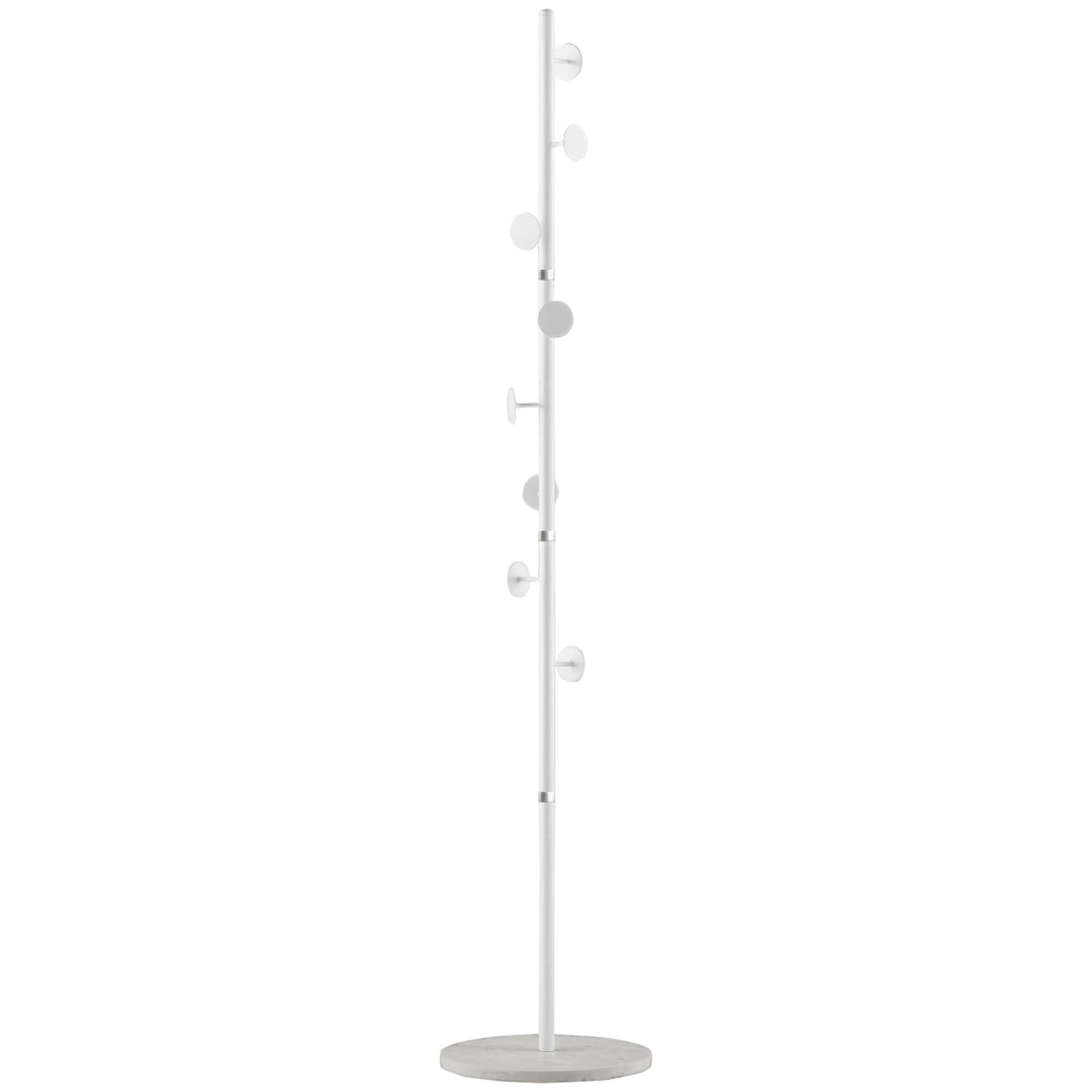 foto del prodotto homcom albero appendiabiti in acciaio con 8 ganci e base rotonda in marmo, 35x35x170 cm, bianco
