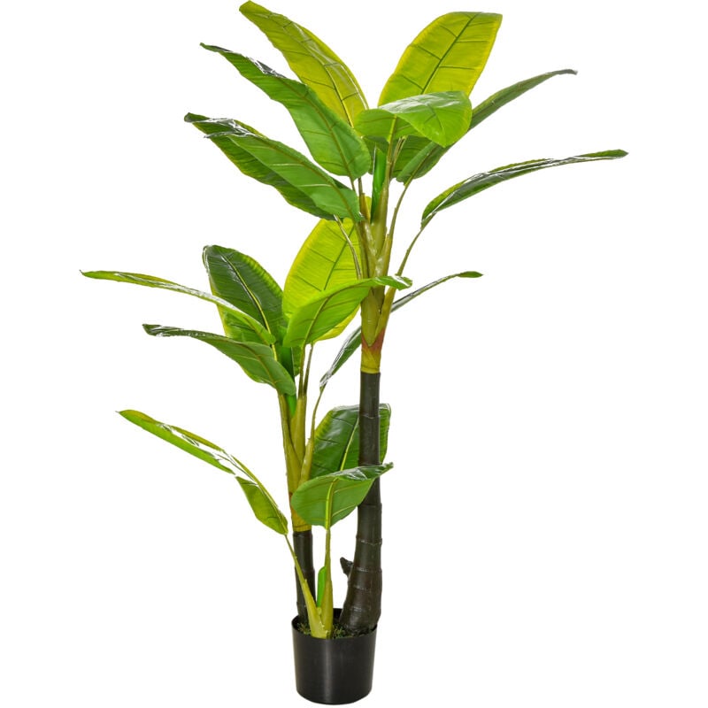 foto del prodotto homcom albero di banano artificiale pianta finta per interno ed esterno 150cm