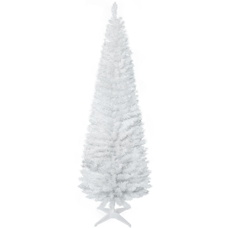foto del prodotto homcom albero di natale 180cm bianco in pvc con 390 rami e base in plastica