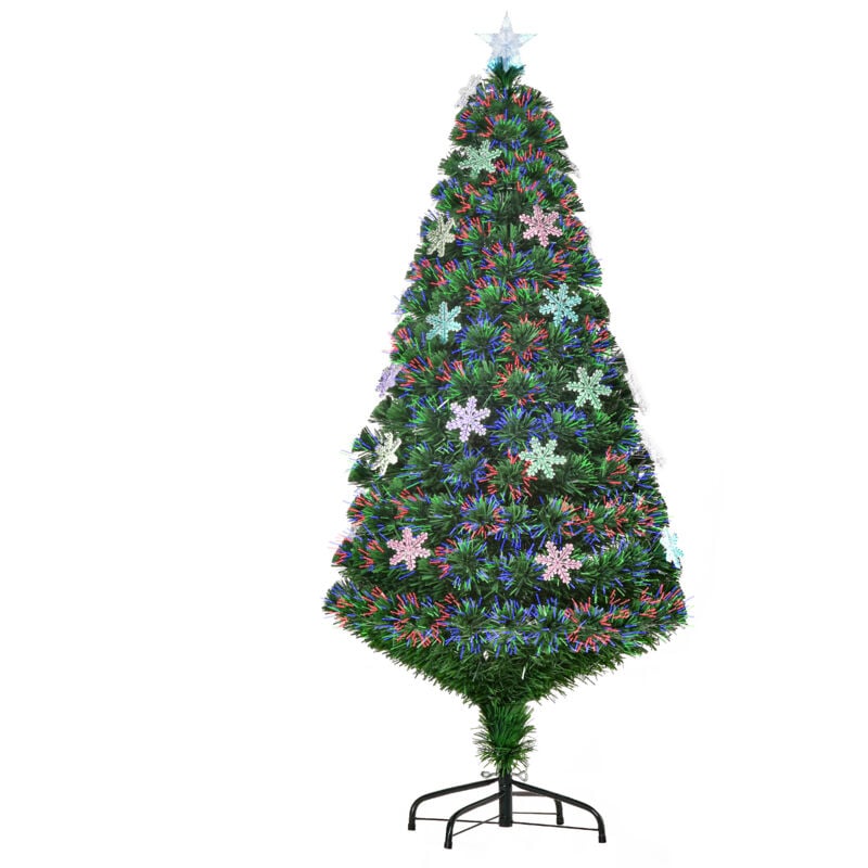 foto del prodotto homcom albero di natale artificiale 150cm in fibra ottica con 21 luci led