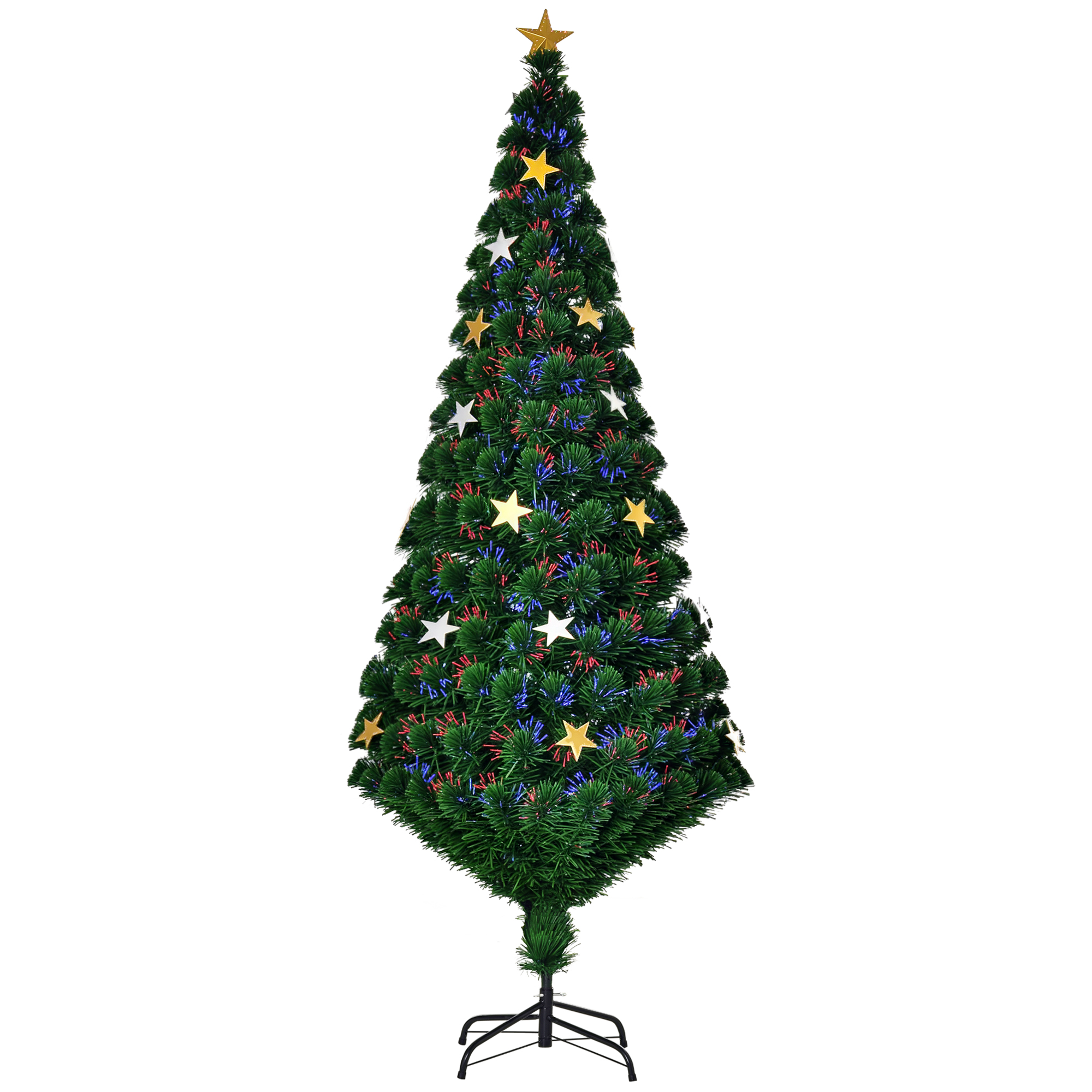 foto del prodotto homcom albero di natale artificiale abete con 27 led luci a forma di stella 180cm aosom