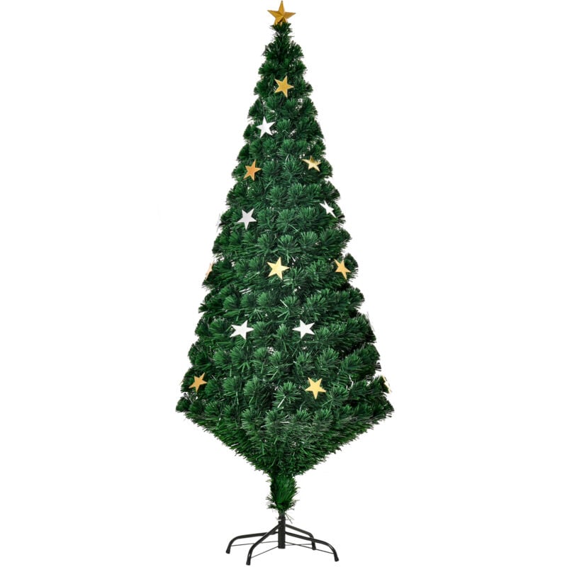 foto del prodotto homcom albero di natale artificiale altezza 180cm con 27 luci led a stella