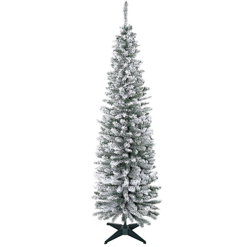 foto del prodotto homcom albero di natale artificiale innevato 180cm base in metallo 390 rami