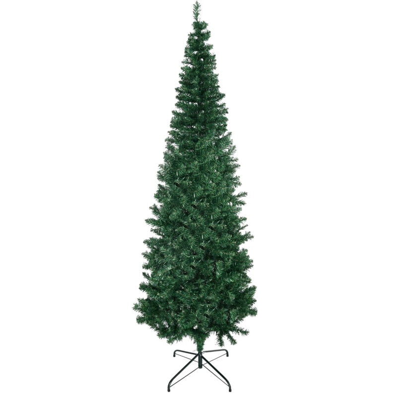 foto del prodotto homcom albero di natale artificiale slim 210cm base in metallo 631 rami verde