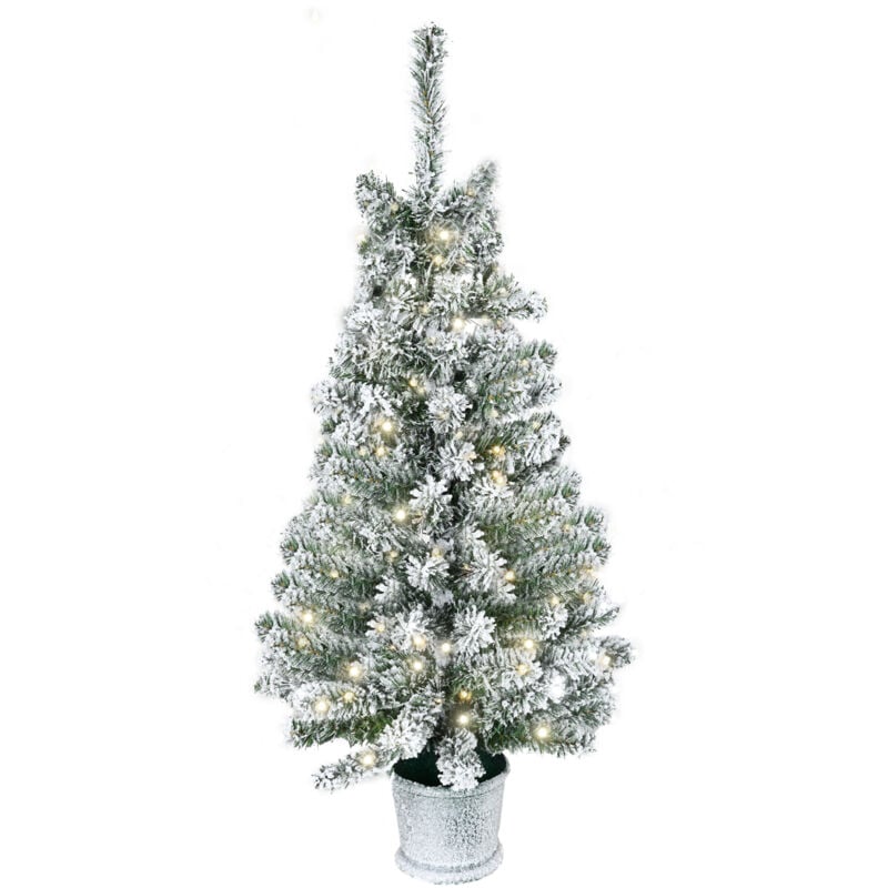 foto del prodotto homcom albero di natale innevato artificiale con 60 luci led bianche e 116 rami