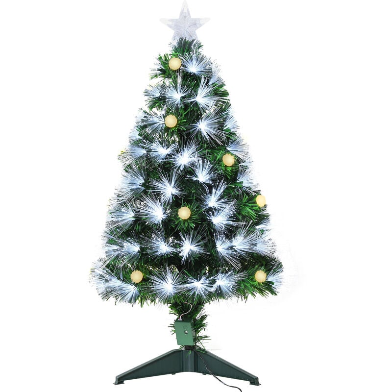 foto del prodotto homcom albero di natale pino artificiale 90cm con rami 90 luci e fibre ottiche