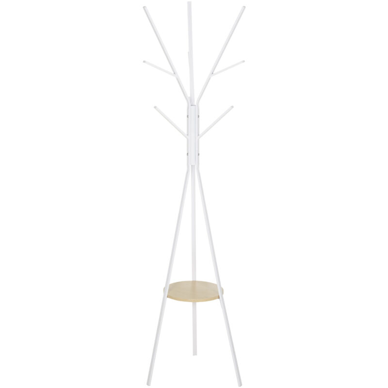 foto del prodotto homcom appendiabiti a terra per ingresso attaccapanni moderno bianco 45x45x180cm