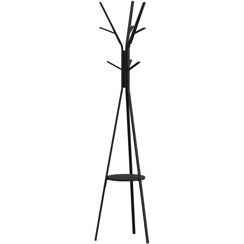foto del prodotto homcom appendiabiti da terra per ingresso attaccapanni moderno nero 45x45x180cm