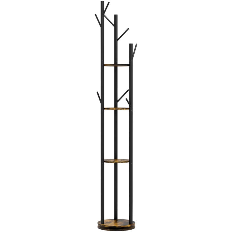foto del prodotto homcom appendiabiti girevole 8 ganci e 4 mensole stile industriale 30x175cm