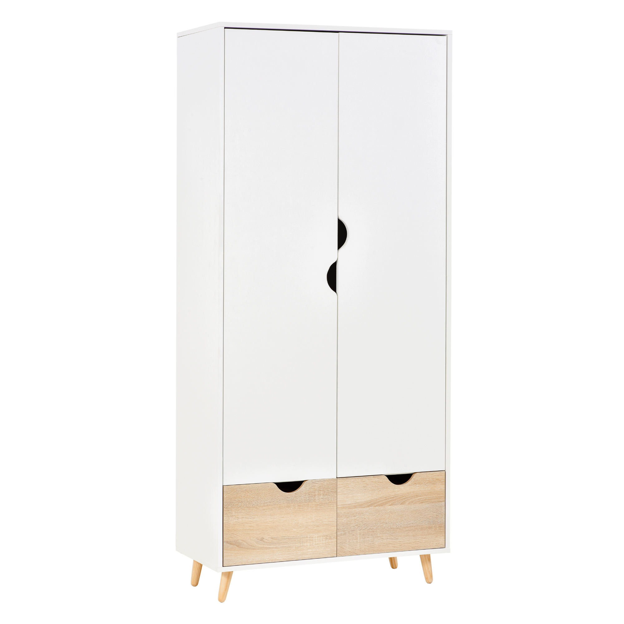 foto del prodotto homcom armadi economici armadietto elegante con ripiano attaccapanni 2 cassetti armadio cameretta con 2 ante bianco 80x40x180cm