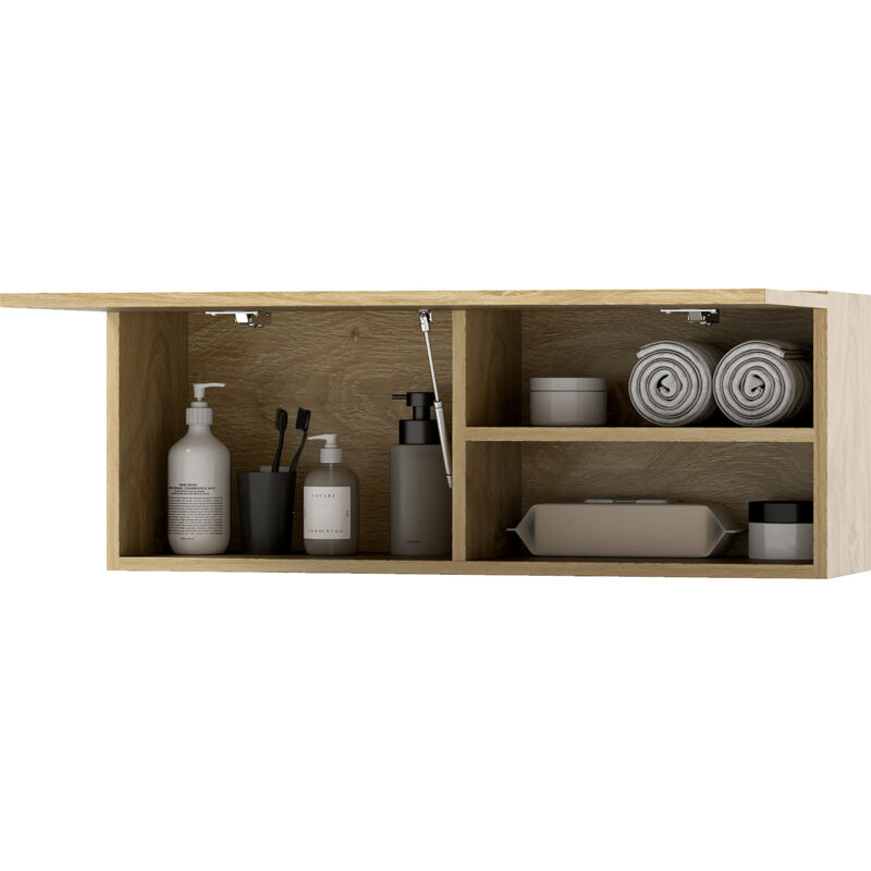 foto del prodotto homcom armadietto bagno pensile con anta a ribalta e ripiani, 80x25x30cm