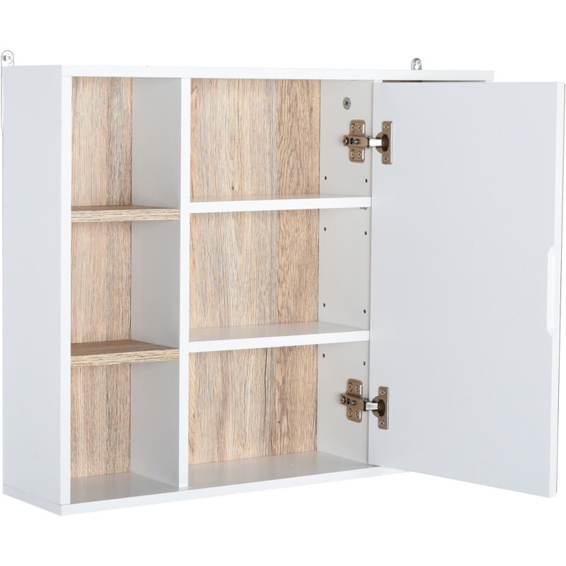 foto del prodotto homcom armadietto con specchio in truciolato e mdf bianco e color legno