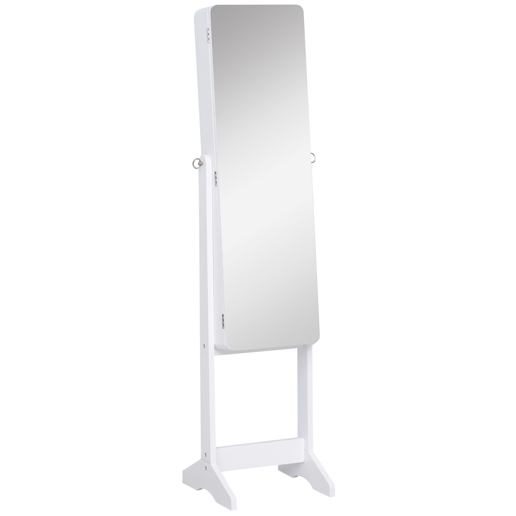 foto del prodotto homcom armadio portagioie portagioielli con specchio regolabile e illuminazione led, legno, bianco, 30x146x36 cm