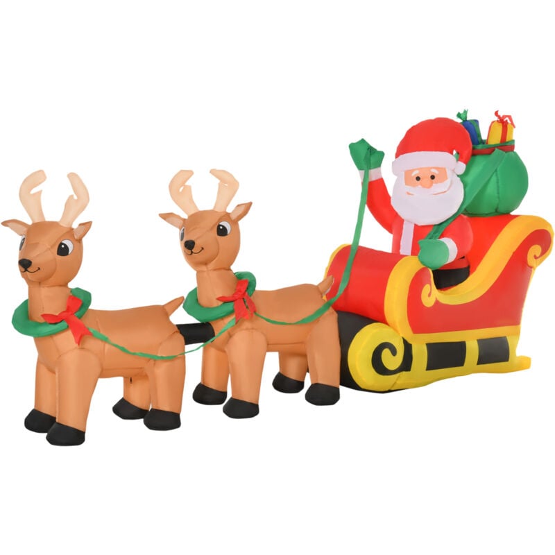 foto del prodotto homcom babbo natale gonfiabile con slitta renne da esterno luci led impermeabile