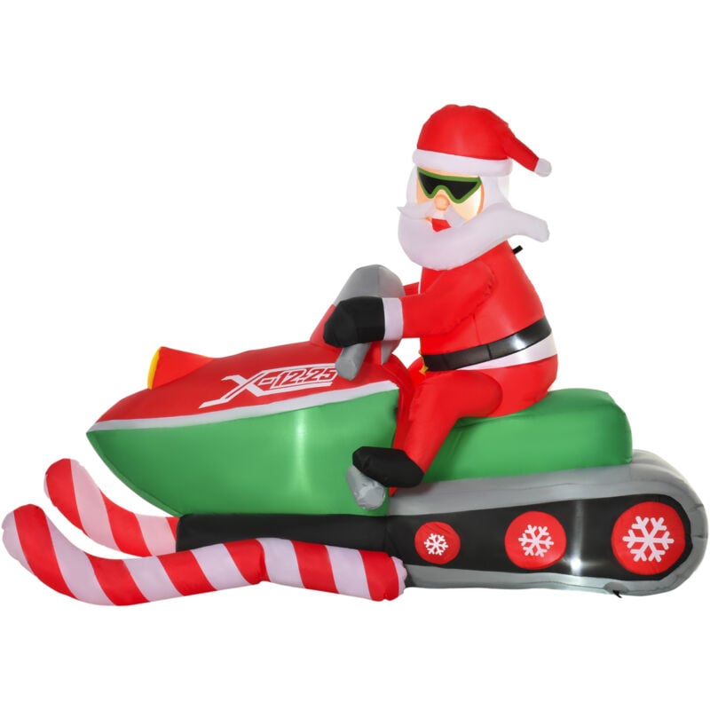 foto del prodotto homcom babbo natale gonfiabile su motoslitta 160cm con luci integrate da esterno