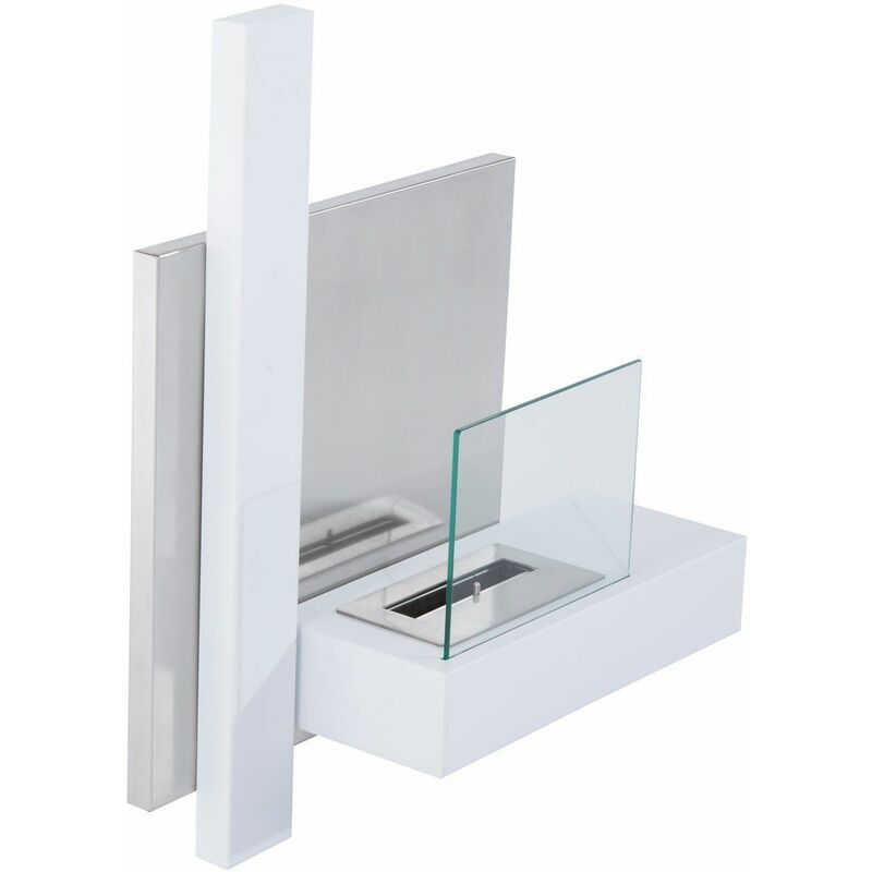 foto del prodotto homcom caminetto a bioetanolo a parete in acciaio inox, 1 serbatoio da 0.9l