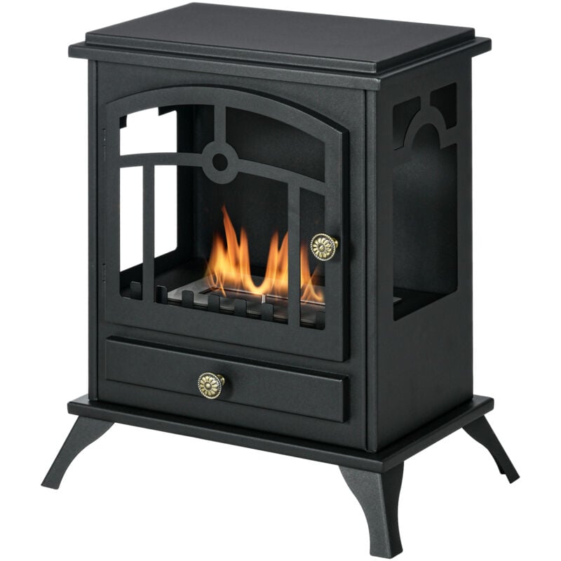 foto del prodotto homcom caminetto bioetanolo stile classico bruciatore 1.2l durata 3 ore nero