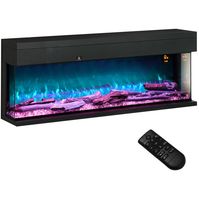 foto del prodotto homcom caminetto elettrico da parete e incasso 1800w fiamme colorate regolabili