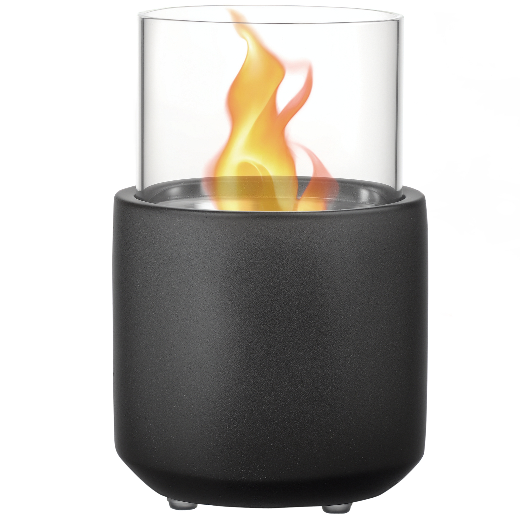 foto del prodotto homcom camino a bioetanolo da tavolo con serbatoio da 0.4l, 12x12x19cm, grigio scuro aosom