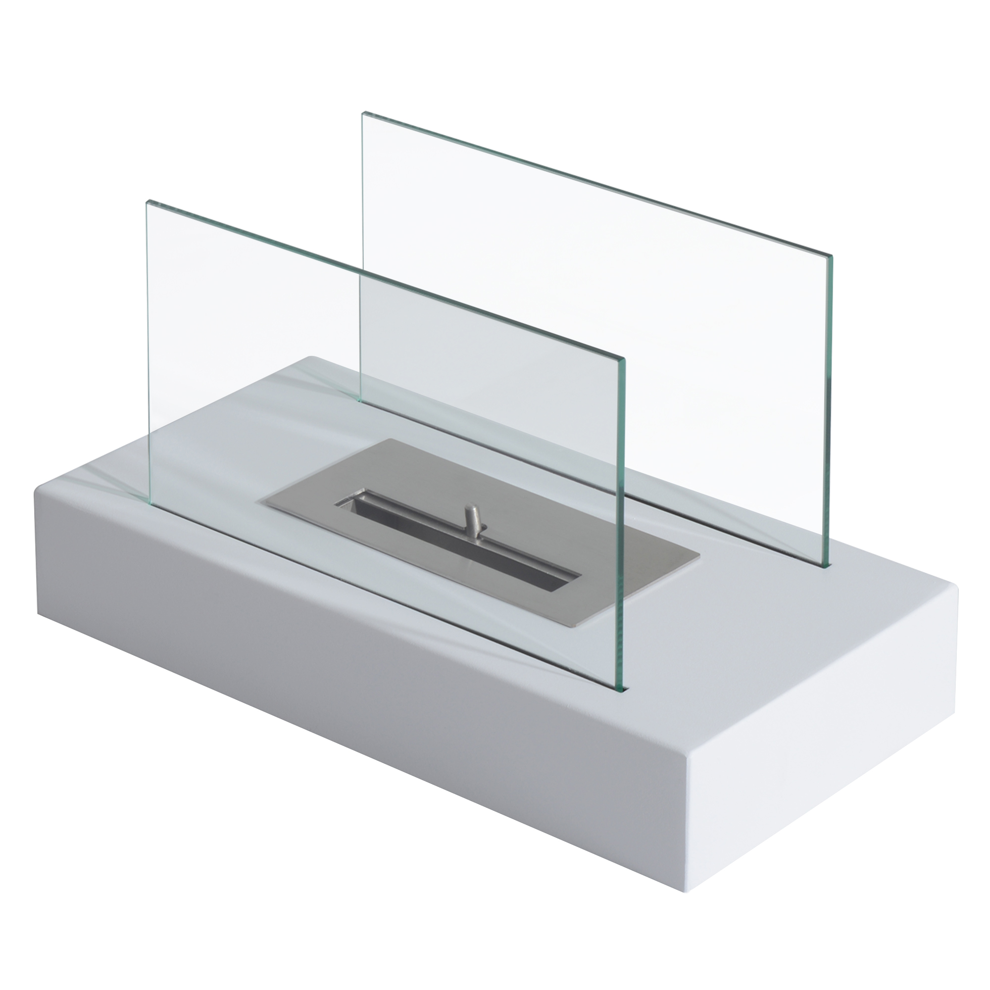 foto del prodotto homcom camino a bioetanolo da tavolo ecologico 2000w bruciatori senza residui inodore in acciaio inox con vetro 35 18 21cm bianco aosom