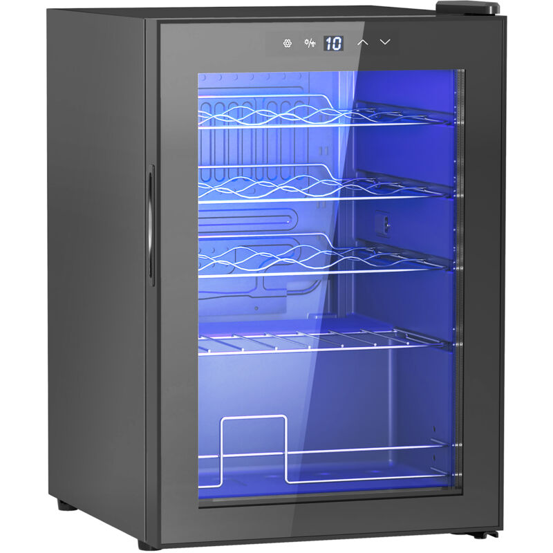 foto del prodotto homcom cantinetta vino frigo per 20 bottiglie 53l porta in vetro anti uv nero