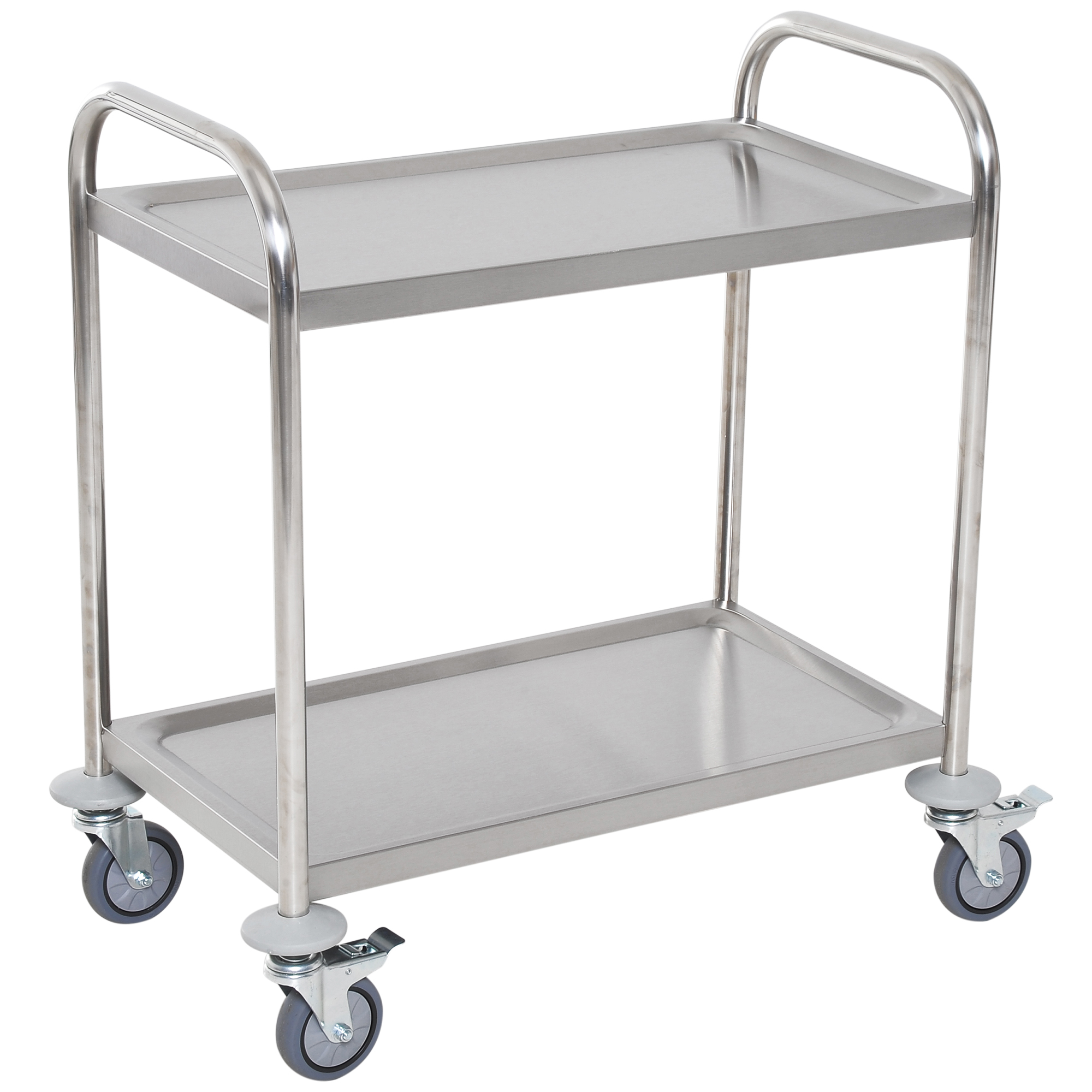 foto del prodotto homcom carrello da cucina 2 ripiani con ruote carrollo acciaio inox 71x41x81cm, argento aosom