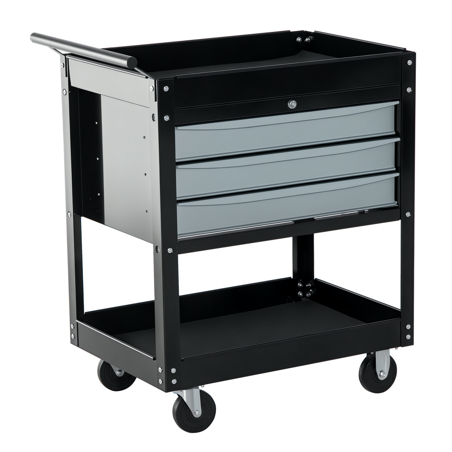 foto del prodotto homcom carrello da officina professionale cassettiera portautensili in lamiera, nero, 68x46x88cm aosom
