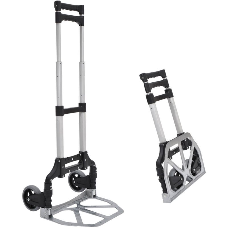 foto del prodotto homcom carrello da trasporto 70kg max pieghevole ad altezza regolabile argento
