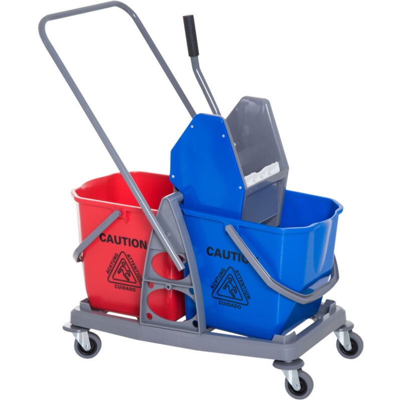 foto del prodotto homcom carrello lavapavimenti professionale con ruote 2 secchi e strizzatore