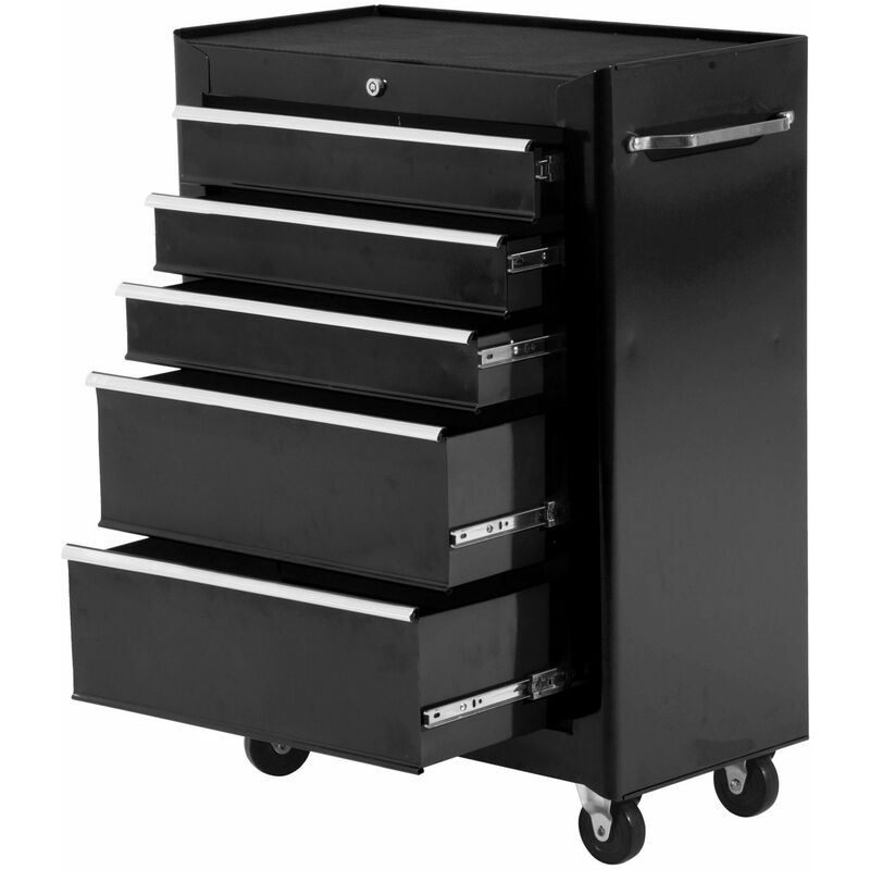 foto del prodotto homcom carrello porta attrezzi con ruote 5 cassetti con chiave nero