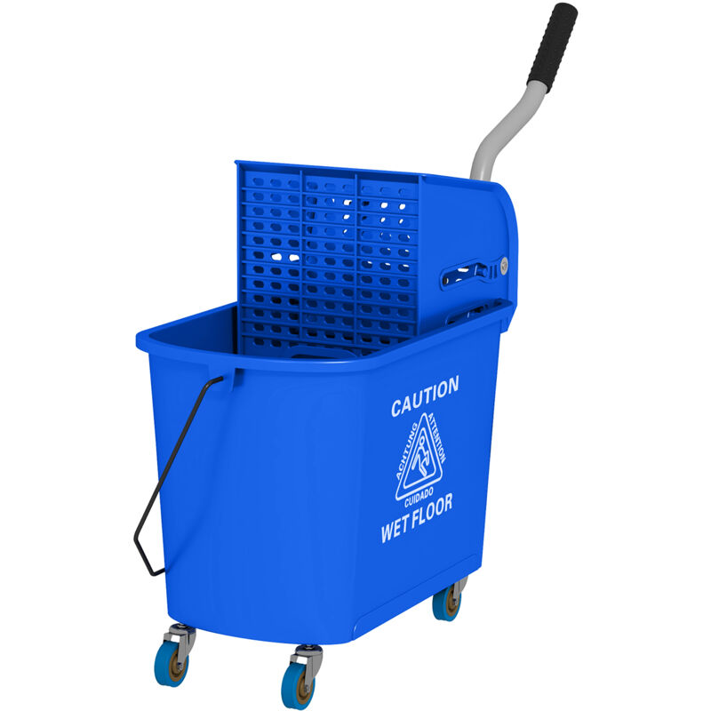 foto del prodotto homcom carrello pulizie da 20l con secchio e strizzatore in pp blu