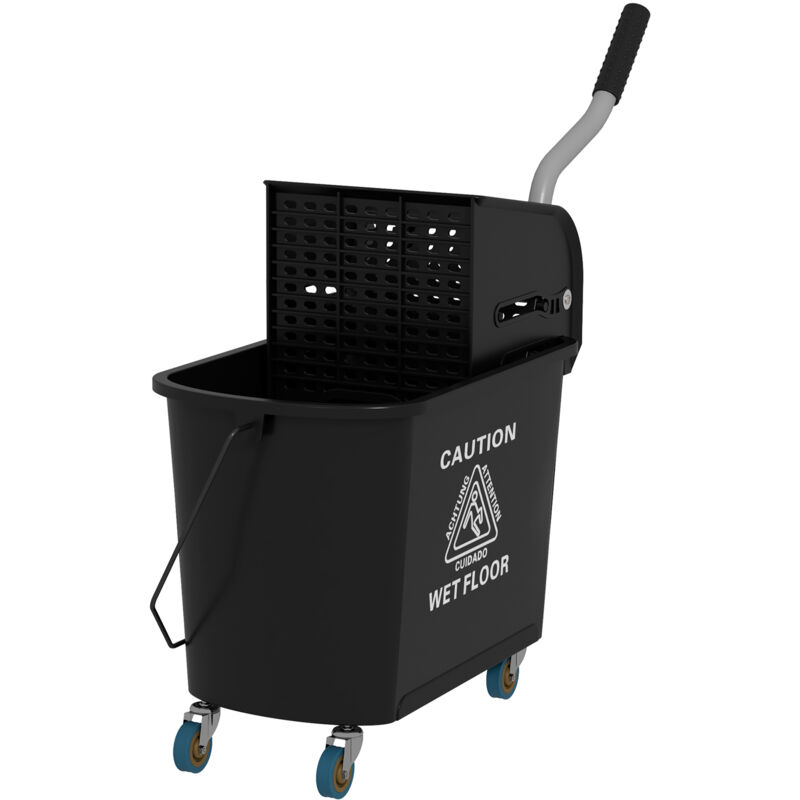 foto del prodotto homcom carrello pulizie da 20l con secchio e strizzatore in pp nero
