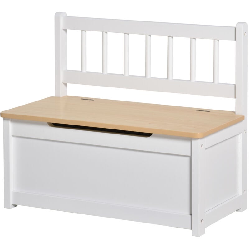 foto del prodotto homcom cassapanca in legno 2 in 1 per bambini con schienale alto bianco