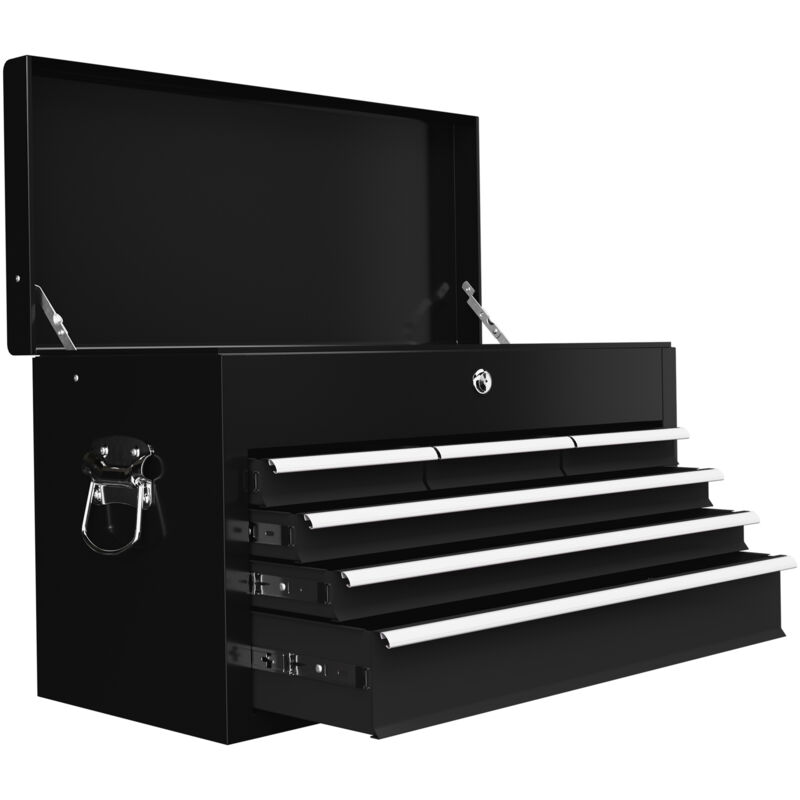 foto del prodotto homcom cassetta porta attrezzi in acciaio 6 cassetti e serratura 60x26x34cm nero