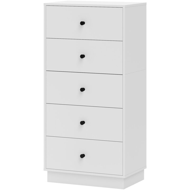 foto del prodotto homcom cassettiera 5 cassetti salvaspazio e moderna 47x29x95 cm bianco