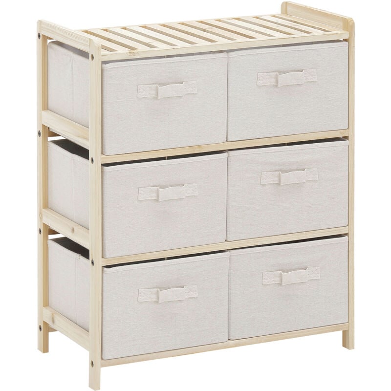 foto del prodotto homcom cassettiera 6 cassetti in tessuto pieghevoli estraibili beige 59x28x70cm