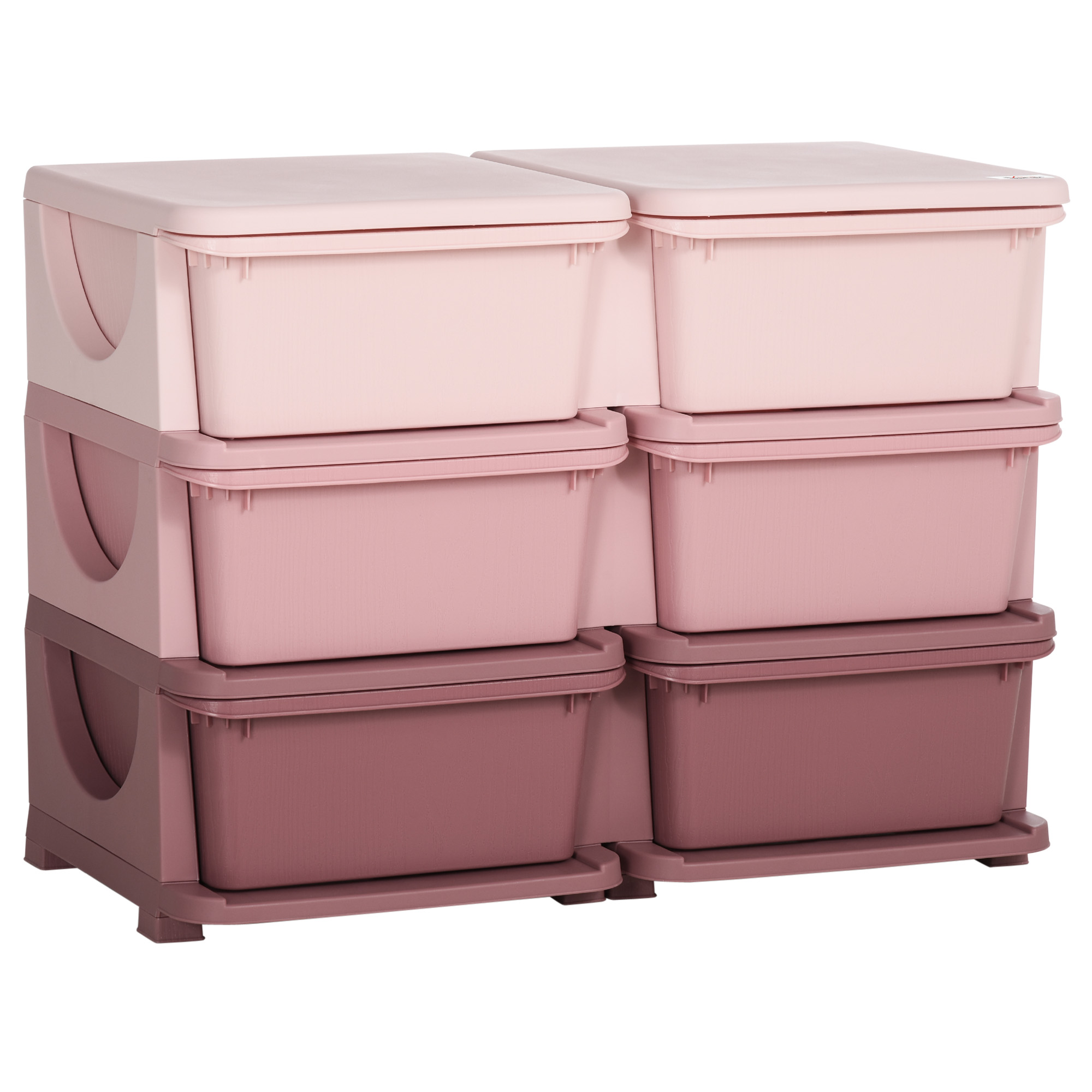 foto del prodotto homcom cassettiera 6 cassetti per bambini 3-6 anni con bordi arrotondati, in pp rosa, 75x37x56.5 cm aosom italy