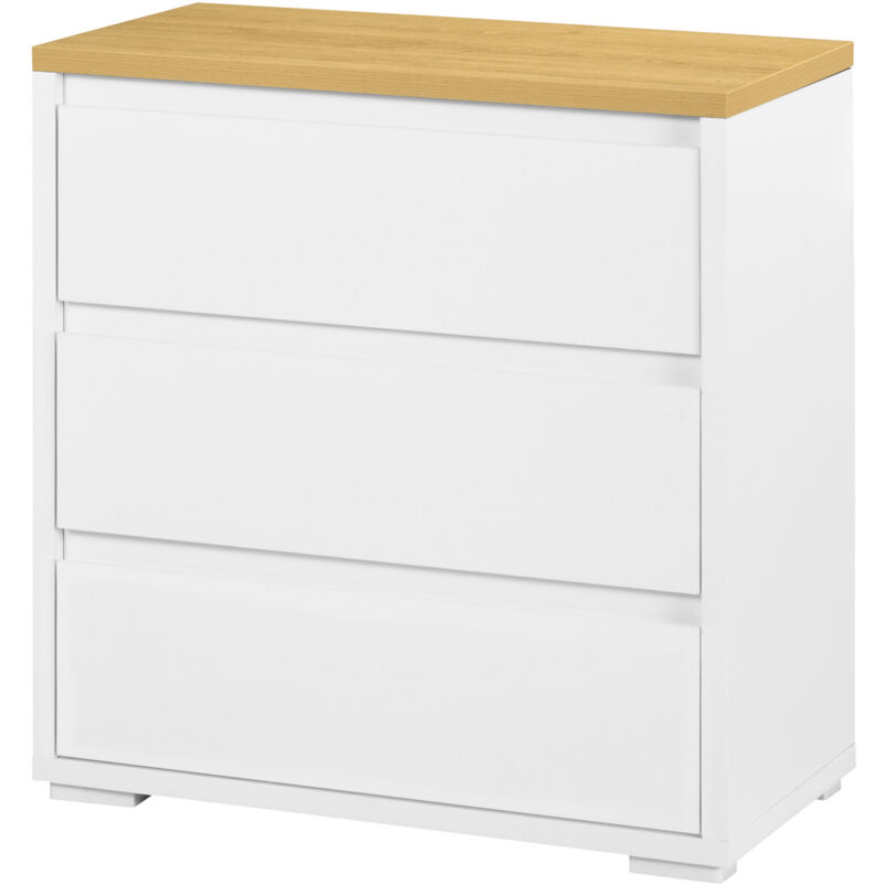 foto del prodotto homcom cassettiera a 3 cassetti in truciolato bianco 70x37x75cm