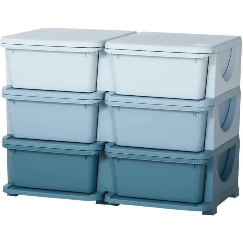 foto del prodotto homcom cassettiera colorata per bambini con bordi arrotondati in pp blu