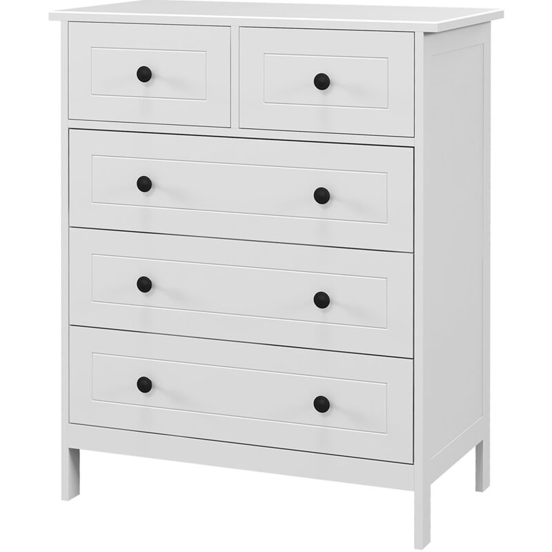 foto del prodotto homcom cassettiera in legno con 5 cassetti salvaspazio 74x40x91cm bianco