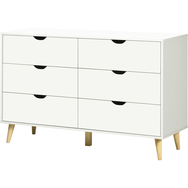 foto del prodotto homcom cassettiera in legno di pino a 6 cassetti 120x40x76 cm