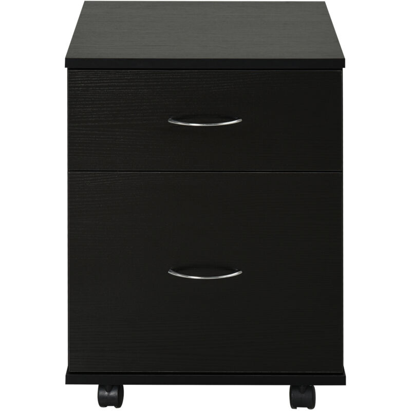 foto del prodotto homcom cassettiera ufficio e casa ruote con freno e 2 cassetti in legno nero
