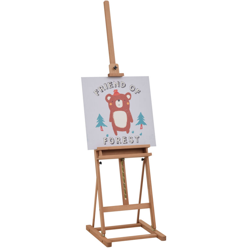 foto del prodotto homcom cavalletto da disegno regolabile in legno di faggio con contenitore