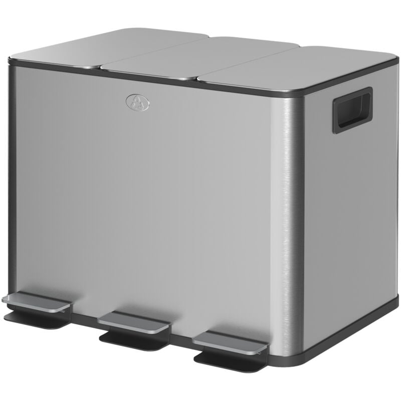 immagine 0 del prodotto homcom cestino rifiuti a 3 sezioni da 20l in acciaio e pp 61.9x36.6x56.7 cm