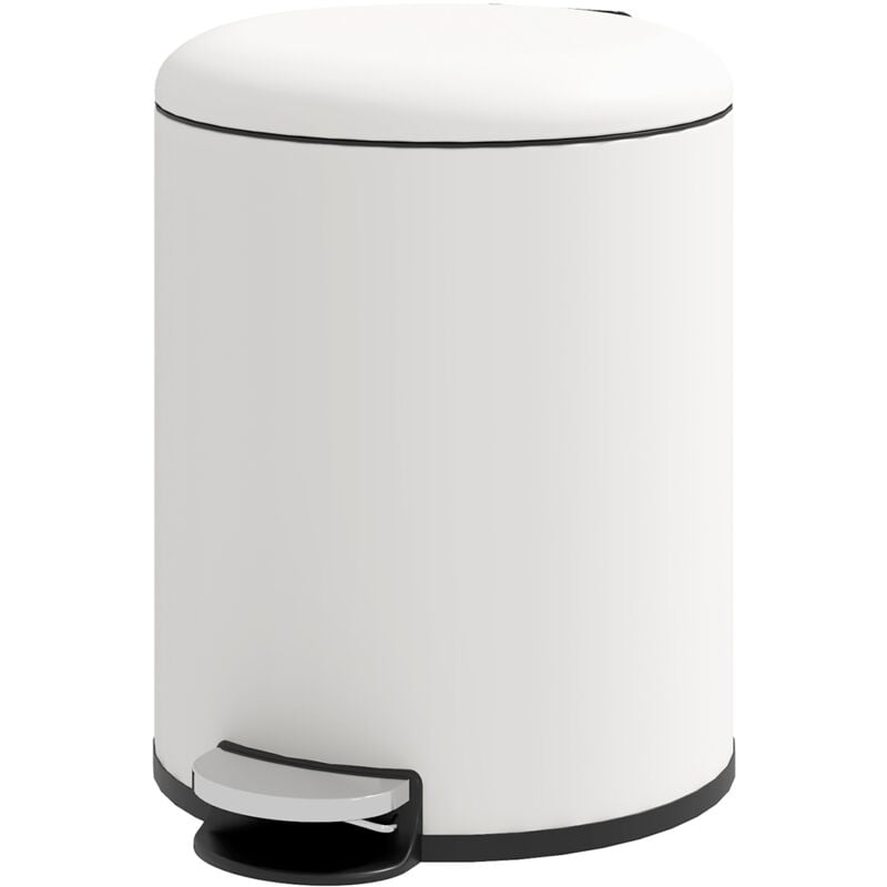 foto del prodotto homcom cestino rifiuti a pedale da 5l in metallo e pp 26.5x21x28 cm crema