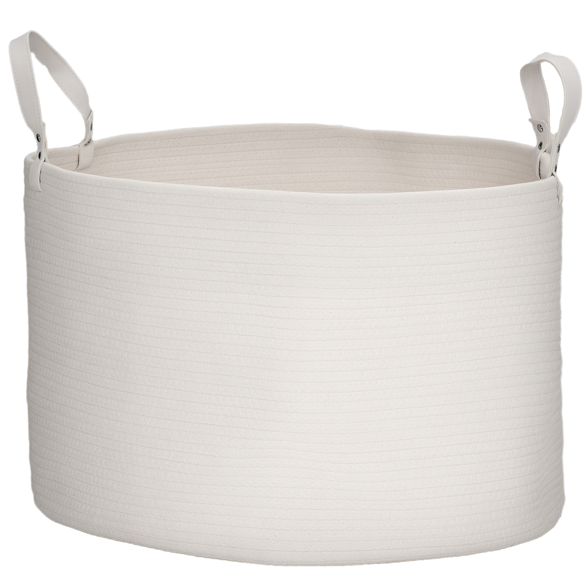 foto del prodotto homcom cesto portabiancheria da 88l portatile e pieghevole con manici in cotone naturale, 56x35.5 cm, crema