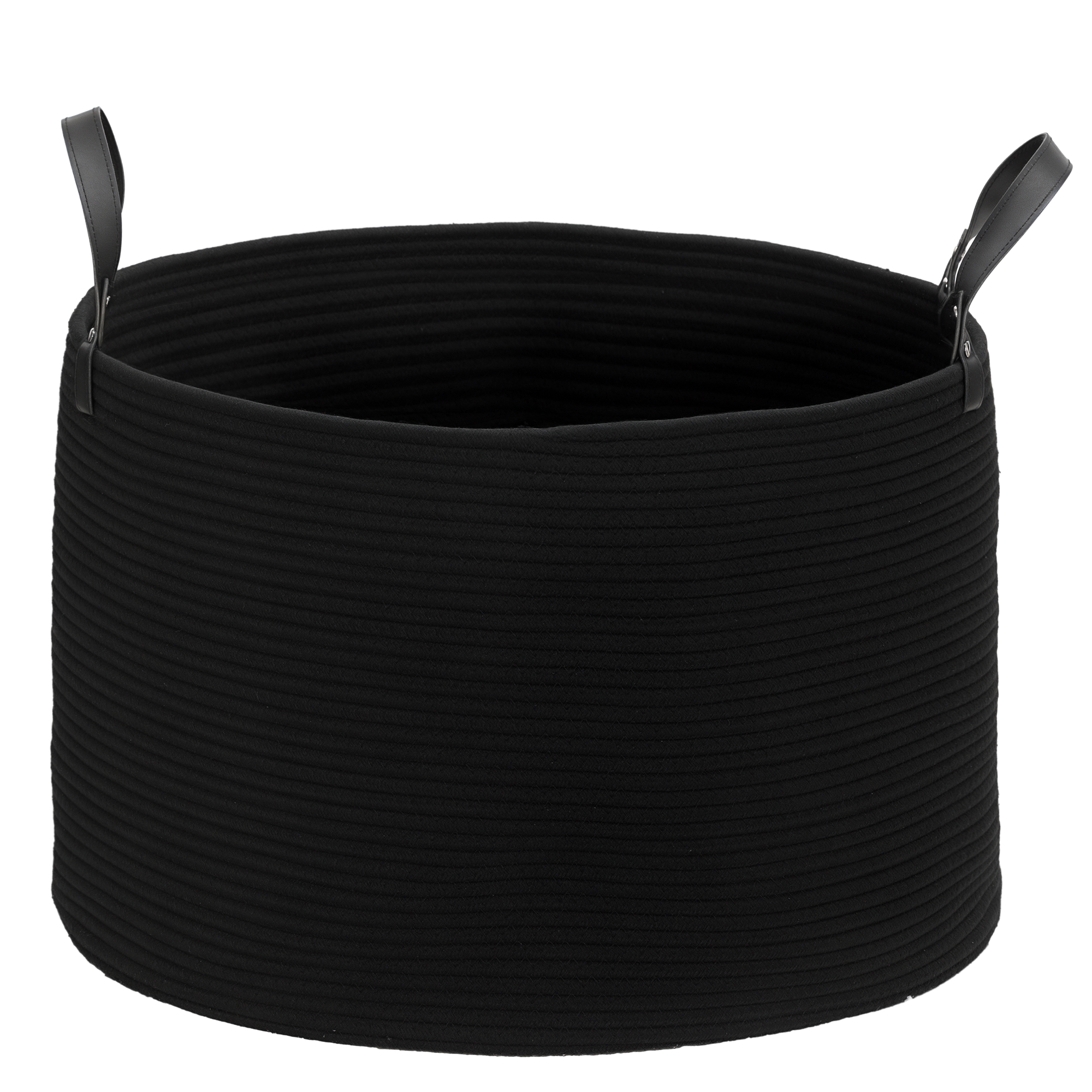 foto del prodotto homcom cesto portabiancheria da 88l portatile e pieghevole con manici in cotone naturale, 56x35.5 cm, nero