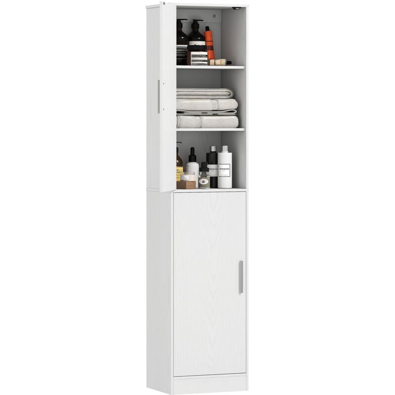 foto del prodotto homcom colonna bagno a 2 armadietti con 6 ripiani regolabili bianco