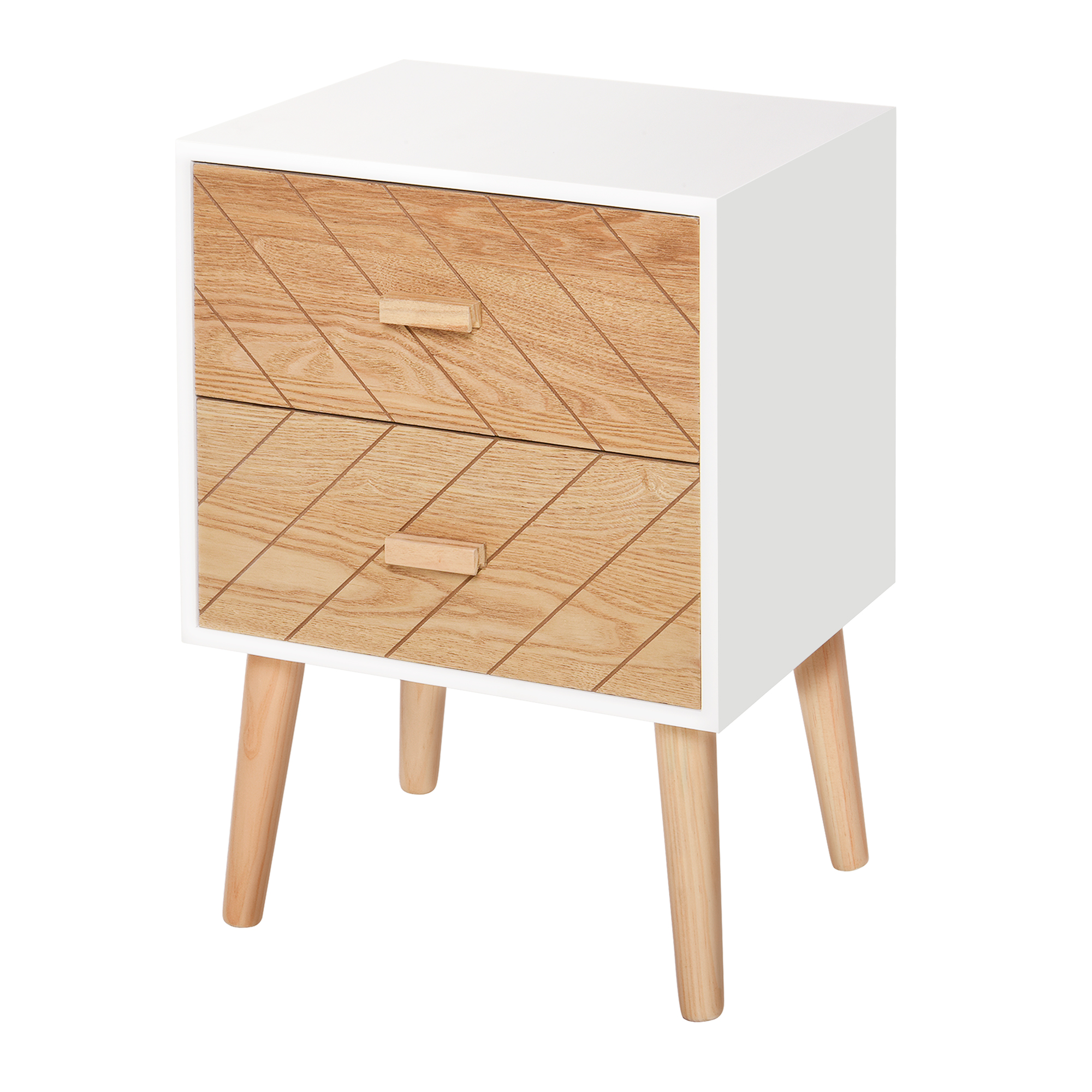 foto del prodotto homcom comodino camera da letto design moderno 2 cassetti ampio piano, legno, 40x30x55,5 cm bianco, legno 40x30x55,5 cm aosom