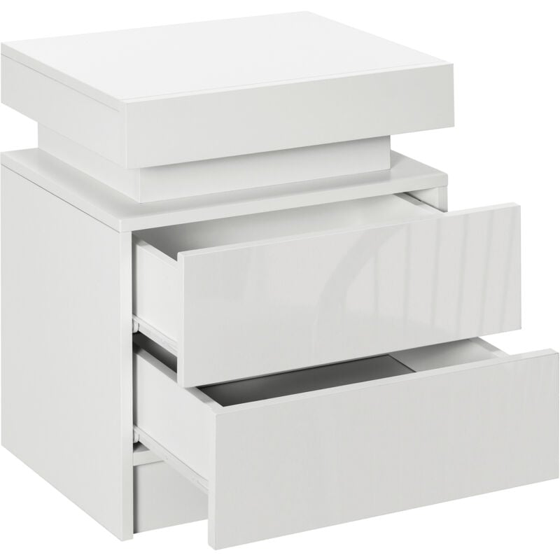 foto del prodotto homcom comodino con luce led rgb 2 cassetti e 16 colori 45x35x52cm